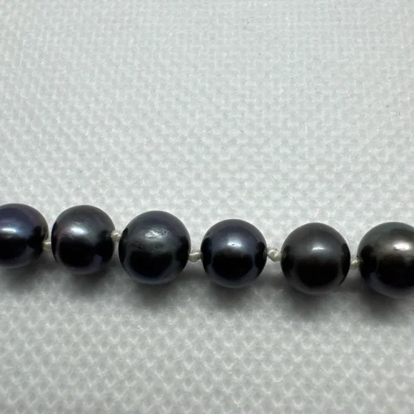 Vintage Tahitian Peacock Rainbow Black Pearl Necklace 14K Gold CLASP 18” - Picture 7 of 14